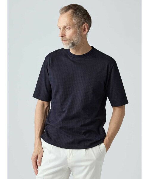 Aquascutum / アクアスキュータム カットソー | Links Jacquard T-shirt（ﾈｲﾋﾞｰ）