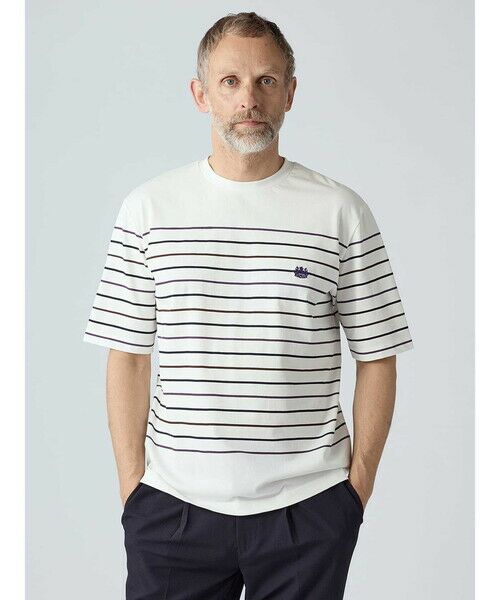 Aquascutum / アクアスキュータム カットソー | ＜175th limited＞Club Check Striped T-shirt（ﾊﾟｰﾌﾟﾙ）