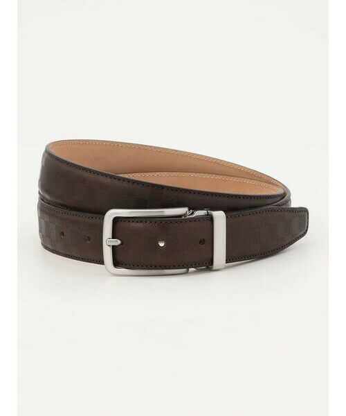 Aquascutum / アクアスキュータム ベルト・サスペンダー | Club Check Embossed Belt（ﾌﾞﾗｳﾝ）