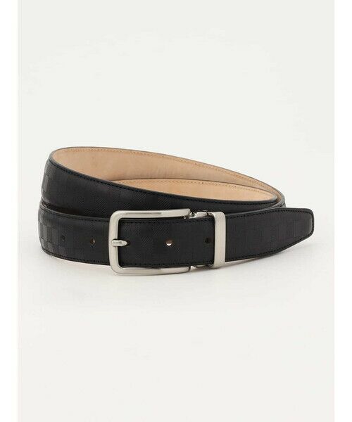 Aquascutum / アクアスキュータム ベルト・サスペンダー | Club Check Embossed Belt（ﾌﾞﾗｯｸ）