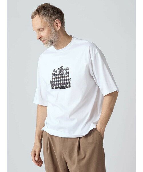 Aquascutum / アクアスキュータム カットソー | 【KING SIZE】＜175th limited＞ユニセックス CCプリントT（ﾎﾜｲﾄ）