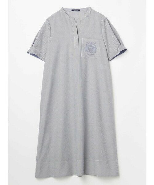Aquascutum / アクアスキュータム ドレス | クレスト刺繍サッカードレス（ｸﾞﾚｰ）