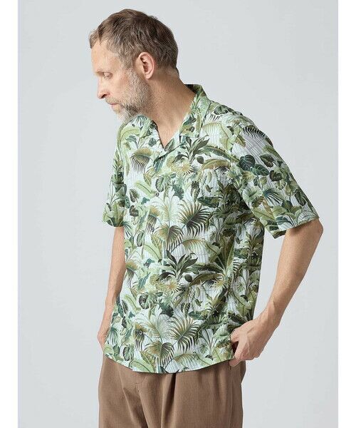 Aquascutum / アクアスキュータム シャツ・ブラウス | Kew Garden Print Short Sleeve Outer Shirt（ｸﾞﾘｰﾝ）