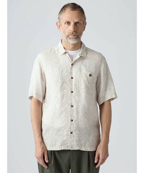 Aquascutum / アクアスキュータム シャツ・ブラウス | Linen Floral Print Short Sleeve Outer Shirt | 詳細2