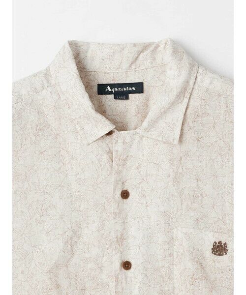 Aquascutum / アクアスキュータム シャツ・ブラウス | Linen Floral Print Short Sleeve Outer Shirt | 詳細8