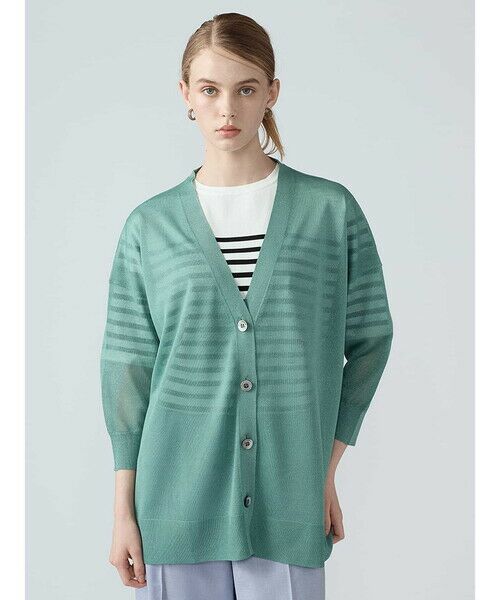 Aquascutum / アクアスキュータム ニット・セーター | LEVITAシアーカーディガン（ｸﾞﾘｰﾝ）
