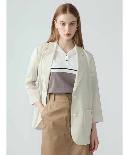 Aquascutum / アクアスキュータム テーラードジャケット | シアーニットジャケット（ﾎﾜｲﾄ）