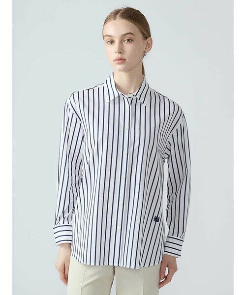 Aquascutum / アクアスキュータム シャツ・ブラウス | カラミストライプシャツ（ﾈｲﾋﾞｰ）