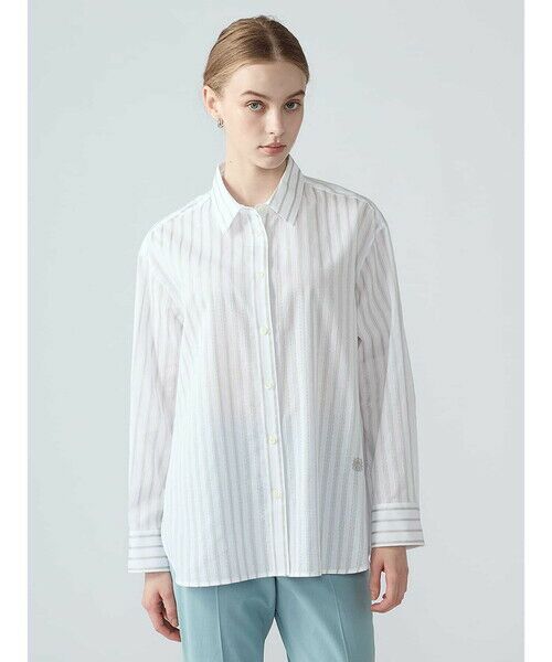 Aquascutum / アクアスキュータム シャツ・ブラウス | カラミストライプシャツ（ｸﾞﾚｰ）