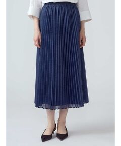 Aquascutum / アクアスキュータム ミニ・ひざ丈スカート | デニムライクプリーツスカート