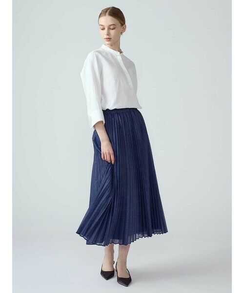 Aquascutum / アクアスキュータム ミニ・ひざ丈スカート | デニムライクプリーツスカート | 詳細1