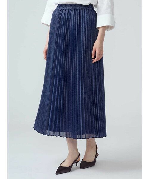 Aquascutum / アクアスキュータム ミニ・ひざ丈スカート | デニムライクプリーツスカート | 詳細2