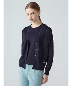 Aquascutum / アクアスキュータム ニット・セーター | 【アンサンブル対応】シアーケーブルカーディガン