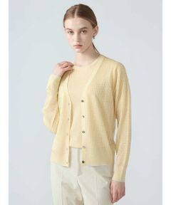 Aquascutum / アクアスキュータム ニット・セーター | 【アンサンブル対応】シアーケーブルカーディガン