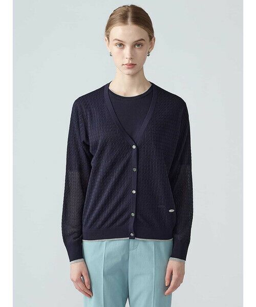 Aquascutum / アクアスキュータム ニット・セーター | 【アンサンブル対応】シアーケーブルカーディガン | 詳細5