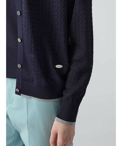 Aquascutum / アクアスキュータム ニット・セーター | 【アンサンブル対応】シアーケーブルカーディガン | 詳細8