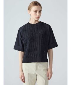 Aquascutum / アクアスキュータム ニット・セーター | 布帛コンビプルオーバー