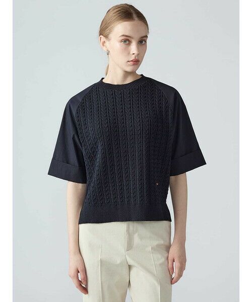 Aquascutum / アクアスキュータム ニット・セーター | 布帛コンビプルオーバー（ﾈｲﾋﾞｰ）