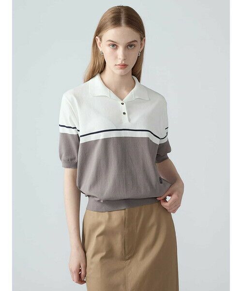 Aquascutum / アクアスキュータム ニット・セーター | バイカラーポロニット（ﾎﾜｲﾄ）