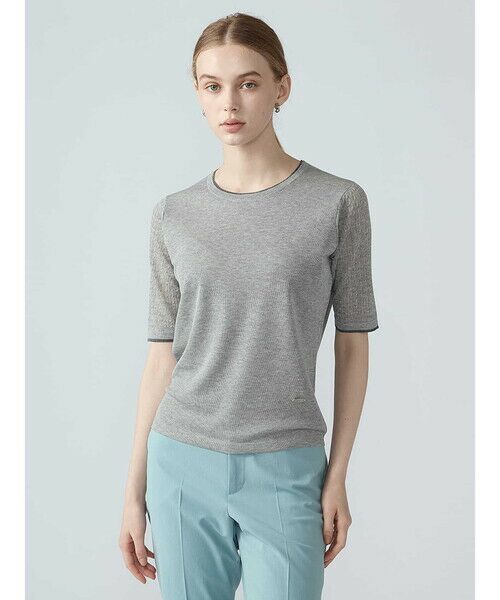 Aquascutum / アクアスキュータム ニット・セーター | 【アンサンブル対応】シアーケーブルプルオーバー(ライトグレー)