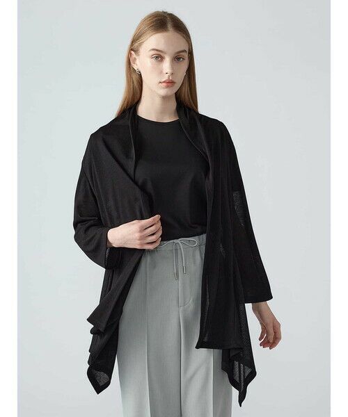 Aquascutum / アクアスキュータム カットソー | ストライプジャージカーディガン（ﾌﾞﾗｯｸ）