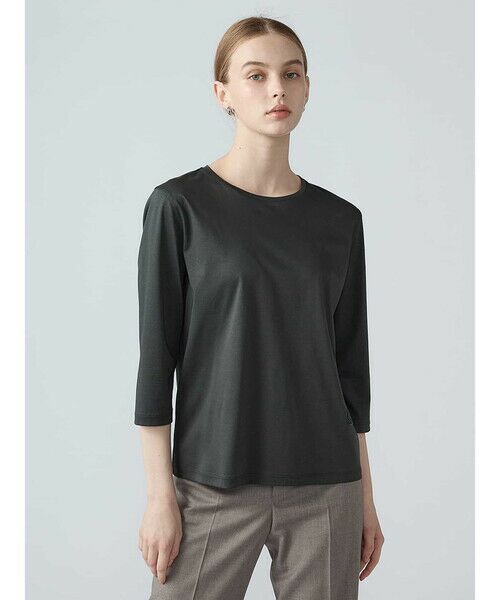 Aquascutum / アクアスキュータム カットソー | スーピマスムース七分袖Tシャツ（ｸﾞﾘｰﾝ）