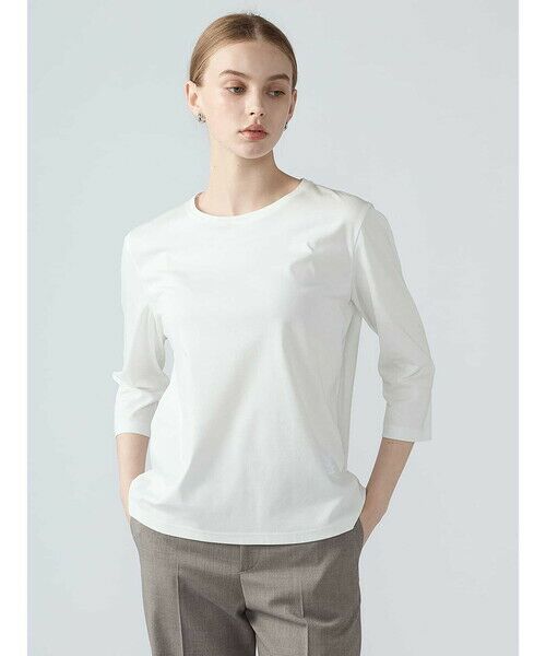 Aquascutum / アクアスキュータム カットソー | スーピマスムース七分袖Tシャツ（ﾎﾜｲﾄ）