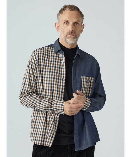 Aquascutum / アクアスキュータム シャツ・ブラウス | Combination Over Shirt(ネイビー)