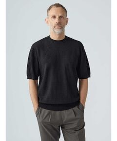 Aquascutum / アクアスキュータム ニット・セーター | Honeycomb jaquard Short-Sleeve