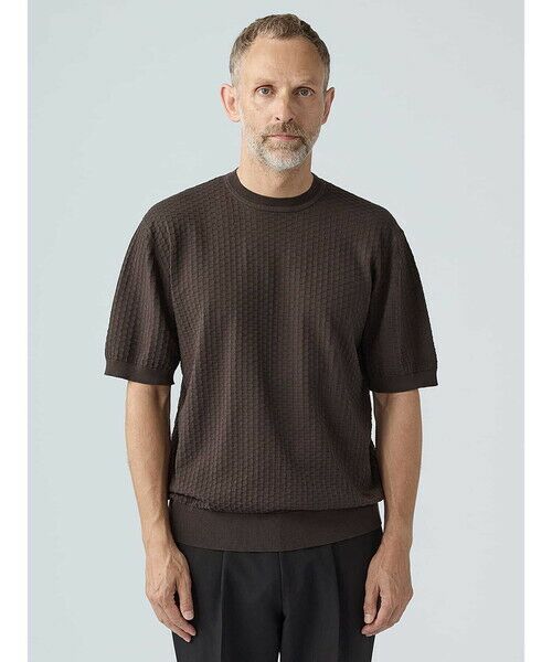 Aquascutum / アクアスキュータム ニット・セーター | Honeycomb jaquard Short-Sleeve | 詳細2