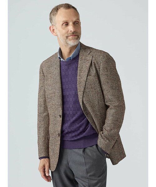Aquascutum / アクアスキュータム テーラードジャケット | Deer Houndstooth Jacket（ﾌﾞﾗｳﾝ）