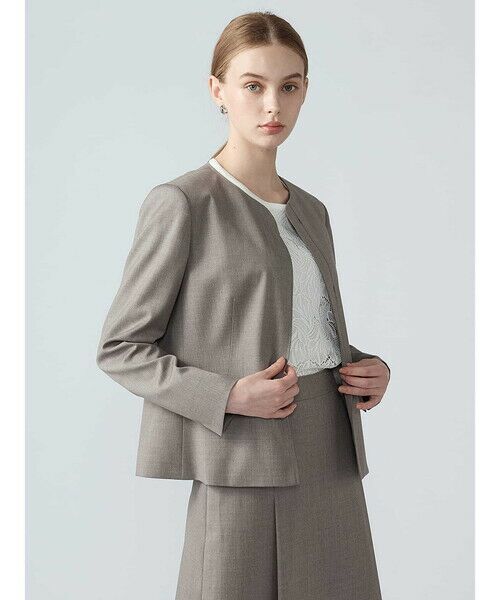 Aquascutum / アクアスキュータム テーラードジャケット | 【セットアップ対応】REDA クラシックツイルノーカラージャケット（ｸﾞﾚｰ）