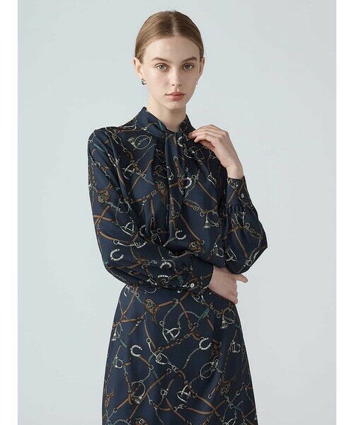 Aquascutum / アクアスキュータム シャツ・ブラウス | 【セットアップ対応】ホースライディングプリントブラウス（ﾈｲﾋﾞｰ）