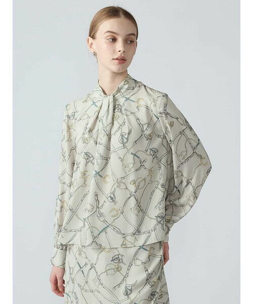 Aquascutum / アクアスキュータム シャツ・ブラウス | 【セットアップ対応】ホースライディングプリントブラウス（ｸﾞﾚｰｼﾞｭ）