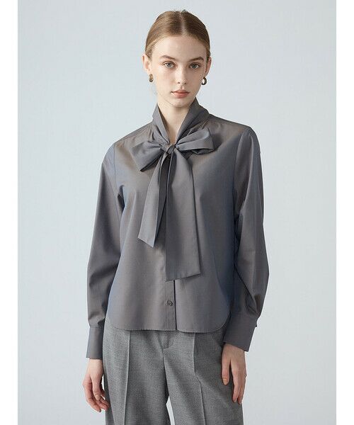 Aquascutum / アクアスキュータム シャツ・ブラウス | ポリエステルレーヨンツイル（ﾀﾞｰｸｸﾞﾚｰ）