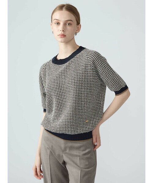 Aquascutum / アクアスキュータム ニット・セーター | クラブチェックジャガードニット（ﾈｲﾋﾞｰ）