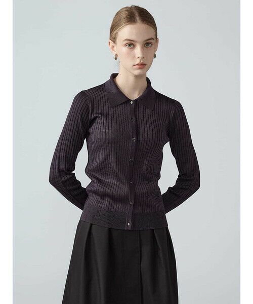 Aquascutum / アクアスキュータム ニット・セーター | シャイニー襟付きニット（ﾊﾟｰﾌﾟﾙ）