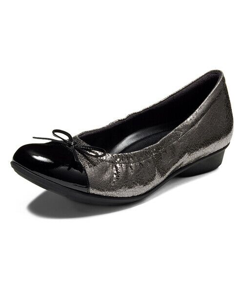 ASICS WALKING / アシックス ウォーキング パンプス | ペダラ レディース 2E 2.0cmヒール（ガンメタル×ブラック(エナメル)）