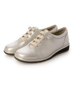 【3E】レースアップウェッジソールスニーカー