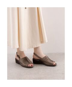 Atelier / アトリエ サンダル | 【3E】ギャザーデザインウエッジヒールサンダル