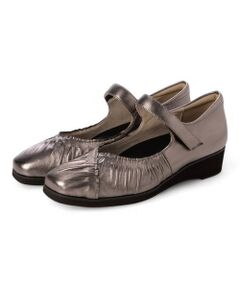 Atelier / アトリエ フラットシューズ | 【3E】ドレープデザインストラップパンプス