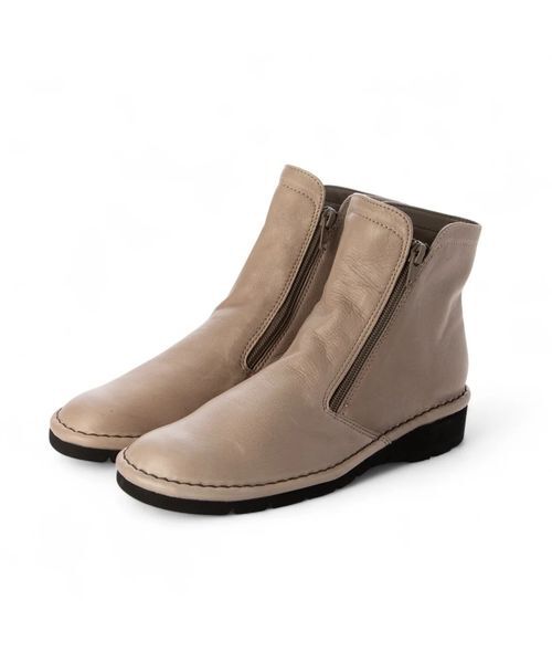 Atelier / アトリエ ブーツ（ショート丈） | 【3E】ダブルファスナーショートブーツ（ダークグレー）