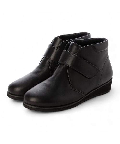 Atelier / アトリエ ブーツ（ショート丈） | 【防滑】【3E】マジックテープ付きショートブーツ（ブラック）