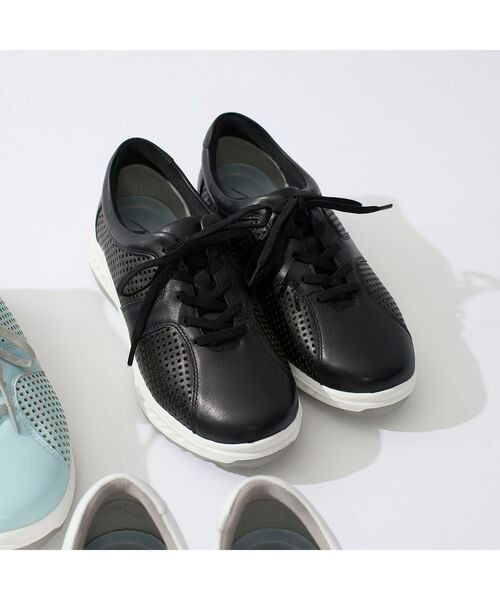 Atelier / アトリエ スニーカー | 【4E】パンチングレザースニーカー（ブラック）