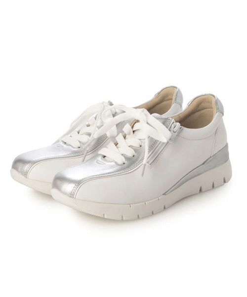 Atelier / アトリエ スニーカー | 【3E】ファスナー付き厚底スニーカー（シルバーコンビ）