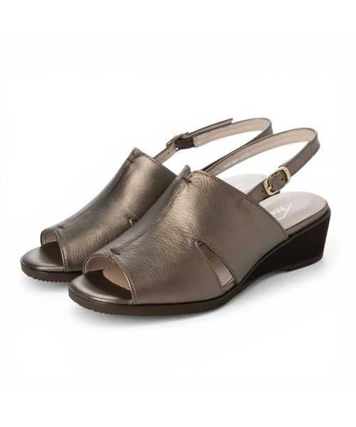 Atelier / アトリエ サンダル | 【3E】カバードウェッジソールサンダル（ブロンズ）
