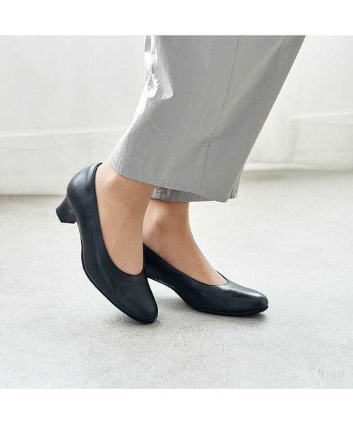 Atelier / アトリエ パンプス | 【3E】スクエアトゥベーシックパンプス（ブラック）