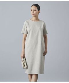 Atraer / アトラエル ミニ丈・ひざ丈ワンピース | カラーネップドビーツィード 半袖サックドレス
