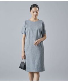 Atraer / アトラエル ミニ丈・ひざ丈ワンピース | カラーネップドビーツィード 半袖サックドレス