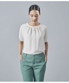 Atraer / アトラエル シャツ・ブラウス | ストレッチジョーゼット スラッシュ開き半袖ブラウス